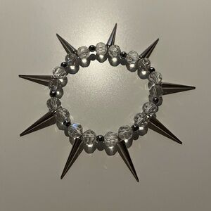 Handmade Spike Clear Bead Bracelet